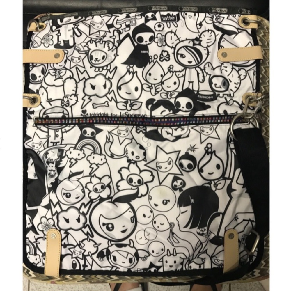 TOKIDOKI xLesportsac Ciao Ciao B & W Messenger Bag - Picture 2 of 11
